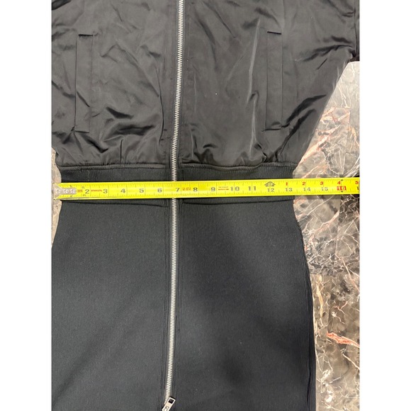 Zara Womens Black Mixed Media Bomber Jacket Mini Dress XS 4432/254/800 - Picture 7 of 10